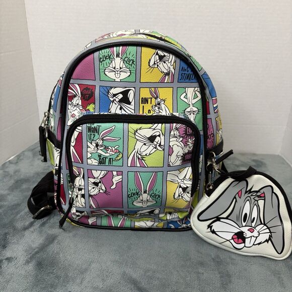 Warner Bros. Other - Warner Bros. Looney Tunes Bugs Bunny Mini Backpack w/Zip Pouch White 10.5"